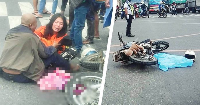 girl-run-over A truck accidentally hit a motorcycle and ran over a three-year-old girl, killing her on the spot, in Barangay Villamonte, Bacolod City on Tuesday, April 18. LTHIRD PONJE/LIFE SAVER AMBULANCE PHOTO/ RADYO BANDERA BACOLOD PHOTO