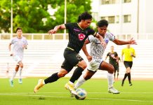 Kaya Futbol Club-Iloilo’s Fitch Arboleda battles an Azkals Developmental Team player for the looseball. PHOTO COURTESY OF KAYA ILOILO