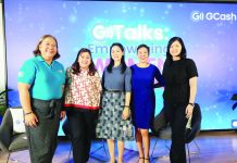 AI can open opportunities for women, says GCash and Connected Women (From left) United Nations Women Country Coordinator Len-len Mesina, GCash President and CEO Martha Sazon, For the Women co-founder Michelle Alarcon, Connected Women co-founder Gina Romero, and GCash Chief Technology and Operations Officer Pebbles Sy pose for a photo post-event.