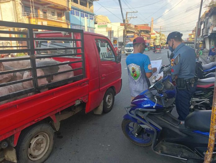 The Kalibo Municipal Police Station, together with the Department of Agriculture-Kalibo and barangay officials, established border checkpoints to prevent the entry of pork and pork products. KALIBO MUNICIPAL POLICE STATION