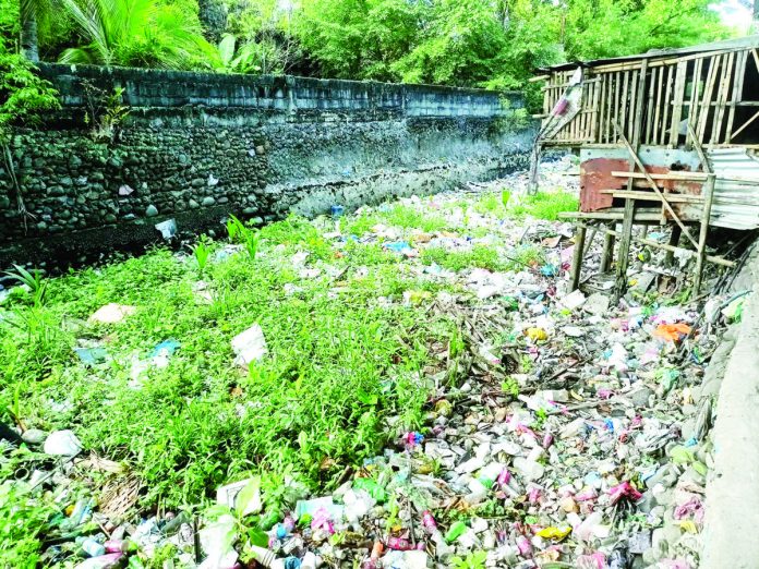 Mambuloc_creek_resized A P10,000 cash aid will be given to each informal settler family affected by the rehabilitation of the Mambulok Creek in Bacolod City. Photo shows a section of the creek last week in Barangay 2 before the clearing. AKSYON RADYO BACOLOD