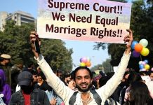India same-sex marriage case tests Supreme Court judges Gender rights activists and supporters of LGBTQ community walk the Delhi queer pride parade. GETTY IMAGES