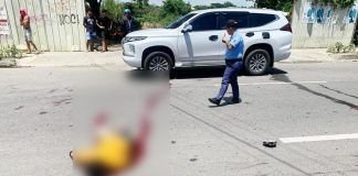 A 49-year-old man died after his motorcycle slammed against a taxi in Pavia, Iloilo yesterday, May 7. PANAY EMERGENCY