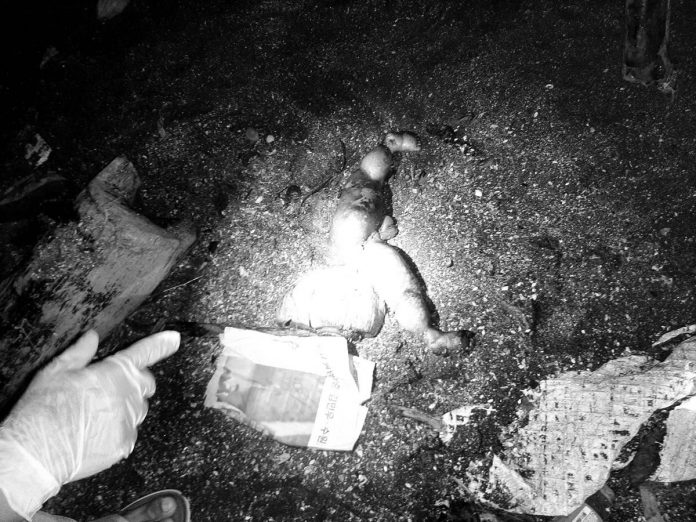 newborn_found_bw_resized A newborn baby boy’s lower body was found in the seashore in Valladolid, Negros Occidental on Tuesday night. BOMBO RADYO BACOLOD PHOTO