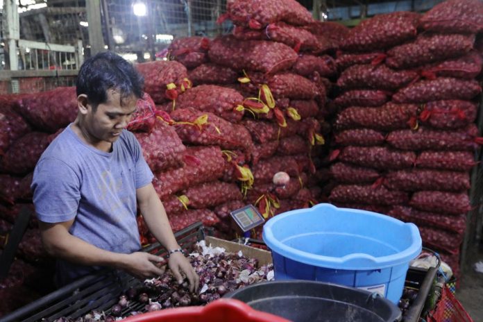 onions_resized A vendor arranges the red onions at a stall inside the Balintawak Market in Quezon City. The Department of Agriculture will consider importing onions for price stability purposes. PNA PHOTO BY JOEY O. RAZON