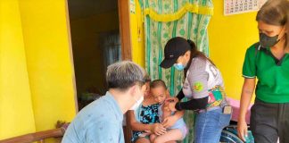 Personnel of the Pavia Municipal Health Office in Iloilo continue house-to-house visits to reach more children for the measles-rubella and oral polio vaccine supplemental immunization. As of May 19, 2,415 children, or 52.06 percent out of 4,629 target children had been immunized in the town. ILOILO PROVINCIAL HEALTH OFFICE FACEBOOK PAGE PHOTO