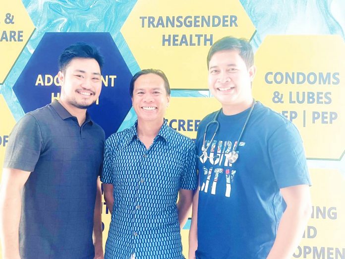 FRONTPAGE pic (L-R) PrEP counselor and HIV case manager Patrick Ivan ‘Shin’ Sa-ato; writer, HIV testing advocate, and now PrEP promoter Peter Solis Nery; and Dr. Jimmy Doromal, Jr., PrEP doctor for Panay, at the FPOP Iloilo Office