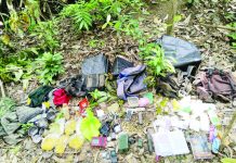 Soldiers of the Philippine Army’s 61st Infantry Battalion seized a .45 pistol, ammunition, a detonator for an anti-personnel mine, backpacks, medical kits, and three hammocks from the encounter site in Sitio Talibong, Barangay Carara-an, Leon, Iloilo. 61IB PHOTO