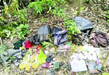 Rebels wounded in Leon clash – Army Soldiers of the Philippine Army’s 61st Infantry Battalion seized a .45 pistol, ammunition, a detonator for an anti-personnel mine, backpacks, medical kits, and three hammocks from the encounter site in Sitio Talibong, Barangay Carara-an, Leon, Iloilo. 61IB PHOTO