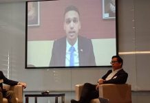 Kroll’s Cyber Risk senior vice president Carlos Ely Tingson (left), US Embassy in the Philippines economic officer Saptarshi Basu (on screen), and United States Agency for International Development-Office of Economic Development Governance senior economic growth specialist John Avila (right) answer queries from the press during the first day of the US Embassy 15th Media Seminar entitled “Building Blocks: The US-Philippine Partnership for a Prosperous and a Cyber-secure Digital Economy.” GLENDA TAYONA/PN