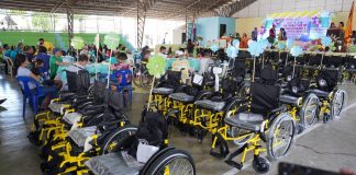 The Iloilo Provincial Social Welfare and Development Office distributed 80 wheelchairs and 40 assistive devices donated by the Latter-Day Saint Charities to persons with disabilities from six towns in the 3rd District. BALITA HALIN SA KAPITOLYO PHOTO