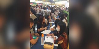 Job seekers queued to apply for work at the Department of Labor and Employment Kalayaan Job Fair held at SM City Bacolod on Monday, June 12. Seventy-nine applicants were hired on the spot. DOLE-6 FACEBOOK PAGE
