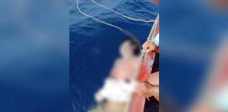 An unidentified dead man wearing a pair of brown shorts and black wristwatch was found floating in the waters of Barangay Jinalinan, Bugasong, Antique on Tuesday morning, June 6. KYLE REMZ GALLEGO FACEBOOK PHOTO