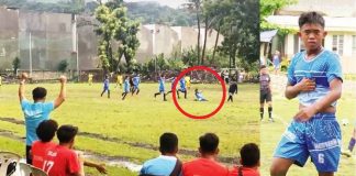 Players of Western Visayas’ elementary boys football team celebrate after Drystan Alexandrae Delgado-Torres (kneeling) scores a goal against Central Visayas at the Pre-Palarong Pambansa Qualifying Meet in Cebu. The region’s players are from the Barotac Nuevo Central Elementary School. PHOTO COURTESY OF DARLENE DELGADO