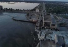 Ukraine dam collapses, thousands flee floods A general view of the Nova Kakhovka dam that was breached in Kherson region, Ukraine June 6, 2023 in this screen grab taken from a video obtained by Reuters/via REUTERS