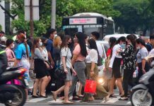 Pedestrians walk at a crossing in Makati City. The number of unemployed persons aged 15 years old and above declined to 2.26 million in April 2023, according to the Philippine Statistics Authority. MARK DEMAYO/ABS-CBN NEWS PHOTO