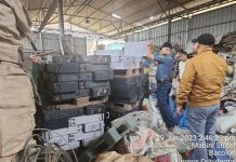At a junk shop in Bacolod City, the police recovered 15 “stolen” telecommunications batteries worth P15.1 million on Thursday, June 29. PNP PHOTO