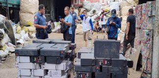 Some 136 pieces of allegedly stolen telecommunication batteries were recovered from a junkshop in Bacolod City on June 29. The city government said it would revoke the junkshop’s business permit per official recommendation from the city police. PRO-6 PHOTO