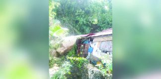 The house of Eden and Joan Somodio in Buenavista, Guimaras, was partially damaged due to a landslide on Sunday, July 16. GUIMARASNON BROADCASTING SERVICE FB PAGE