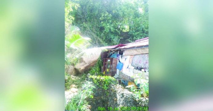 landslide_superimposed The house of Eden and Joan Somodio in Buenavista, Guimaras, was partially damaged due to a landslide on Sunday, July 16. GUIMARASNON BROADCASTING SERVICE FB PAGE