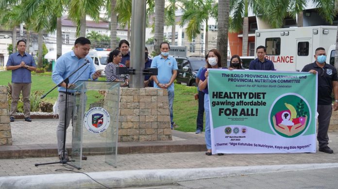 nutrition_month_1_resized Provincial Health Officer I Dr. Wendel Tupas-Marcelo (second from left, in foreground), announces the provincial government's 2023 Nutrition Month celebration theme and activities at the provincial capitol ground on Monday, July 3. ILOILO PROVINCIAL HEALTH OFFICE FB PHOTO