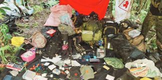 Government troops and around nine the New People's Army rebels in Leon, Iloilo on Tuesday, July 11. Photo shows the belongings the rebels left behind after fleeing. 61ST INFANTRY HUNTER BATTALION PHOTO