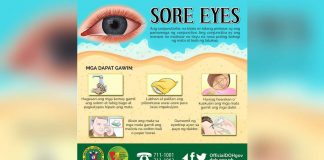 The Iloilo City Health Office is urging residents to follow health protocols to avoid contracting sore eyes. DOH PHOTO