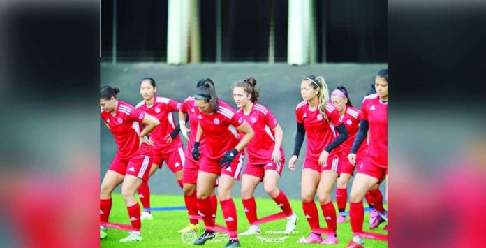 sports filipinas_superimposed Members of the Philippines women’s football team train ahead of their match against New Zealand today. PWFT PHOTO