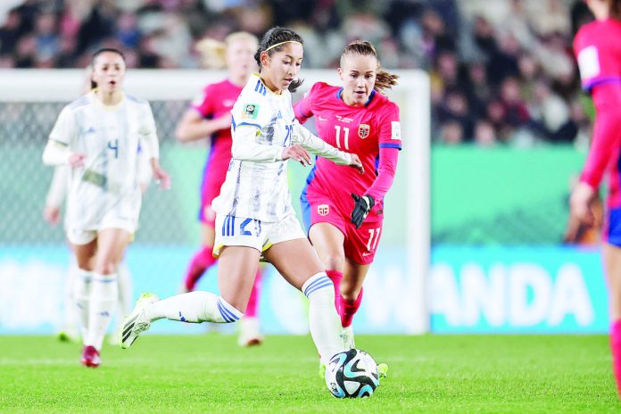 sports_filipinas_resized Filipinas’ Quinley Quezada tries to control the ball as a player from Norway attempted to give chase. PHOTO COURTESY OF PWNFT