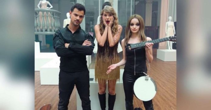 taylor swift.JPG_superimposed Taylor Swift’s (center) music video for her just-released song “I Can See You” also stars Taylor Lautner (left) and Joey King (right). TAYLOR SWIFT IG PHOTO