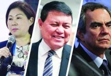 The Sy siblings retained the top spot in the Philippines’ 50 Richest list of Forbes, followed by real estate tycoon Manuel Villar and ports and casino magnate Enrique Razon. Photo shows (from left) Teresita Sy-Coson, Villar and Razon. MARK DEMAYO AND JONATHAN CELLONA, ABS-CBN NEWS PHOTO