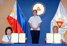 PAGCOR grants P120 million for OVP’s socio-civic initiatives Vice President Sara Duterte stands in the background as PAGCOR Chairman and CEO Alejandro Tengco and OVP Chief of Staff Atty. Zuleika Lopez display the Memorandum of Agreement (MOA), which stated the state-run gaming and regulatory firm’s commitment to release P120 million worth of financial grant, in support of the OVP’s pro-poor advocacies.