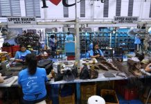 The leaderships of the Federation of Philippine Industries and Employers’ Confederation of the Philippines on Tuesday, Aug. 22, said the country's 4.3 percent gross domestic product growth in the second quarter should be celebrated, not frowned upon. Photo shows employees of the C Point Shoe Store working on handmade shoe products in its factory in Marikina City, proving that the Philippine economy remains vibrant. PNA PHOTO BY JOEY RAZON