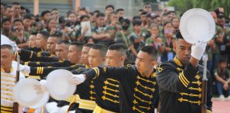 CADET DRILL. The Reserve Officers' Training Corps (ROTC) Games 2023-Visayas Leg had its grand opening salvo at the Iloilo Sports Complex on Sunday, Aug. 13, and featured military legs from the Philippine Navy, Philippine Army, and Philippine Air Force. PHOTO BY SHAN NALAUNAN, WVSU PAMCO