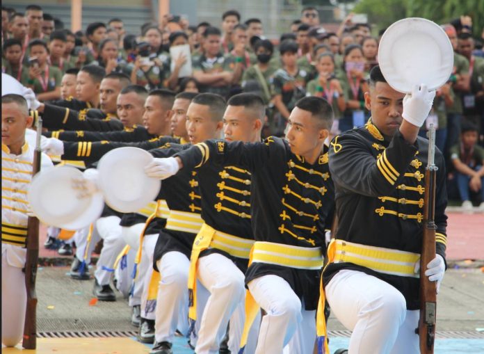 ROTC games 1 CADET DRILL. The Reserve Officers' Training Corps (ROTC) Games 2023-Visayas Leg had its grand opening salvo at the Iloilo Sports Complex on Sunday, Aug. 13, and featured military legs from the Philippine Navy, Philippine Army, and Philippine Air Force. PHOTO BY SHAN NALAUNAN, WVSU PAMCO