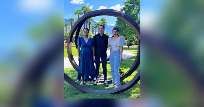 john lloyd-shaina_superimposed John Lloyd Cruz and Shaina Magdayao pose with their “Essential Truths of the Lake” co-star Hazel Orencio.