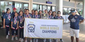 The Bago City Junior League Softball team arrived at Bacolod-Silay Airport in Silay City, Negros Occidental on Aug. 18, 2023.