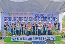Concepcion plant breaks ground for 5.1MW Solar Facility Breaking ground for the Palm Concepcion Power Corporation (PCPC) Solar Facility are (from left) PCPC Chief Operating Officer Winifredo Pangilinan, PCPC Board of Director Darlene Marie Berberabe, NEPC Business Manager Liu Yongli, PCPC Business Development Manager Jacinto Ray Ng III, Iloilo’s Gov. Arthur “Toto” Defensor Jr., PCPC President and Chief Executive Officer Nicandro Fucoy, Concepcion’s Mayor Milliard Villanueva, Department of Environment and Natural Resources Region 6’s Environmental Monitoring and Enforcement Division Chief Vic Los Bañes, CENRO Sara Officer-in-Charge Rene Abordo, and PCPC Board of Director Rio Sesinando Venturanza.