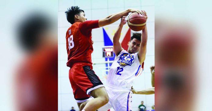 sports ginebra_superimposed Barangay Ginebra San Miguel Kings’ Ralph Cu blocks the shot attempt of NLEX Road Warriors’ Celedonio Trollano. PBA PHOTO
