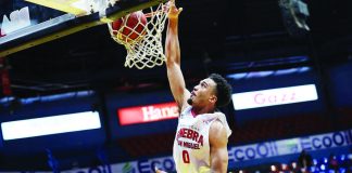 Jeremiah Gray sustained a knee injury during the Gin Kings’ game against NLEX Road Warriors on July 30. PBA PHOTO