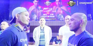Ilonggo Rene Catalan (right) faces off with Eros Baluyot (right). PHOTO COURTESY OF JOSEF RAMOS