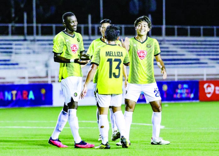 sports_kaya_resized Members of Kaya Futbol Club-Iloilo celebrate after another lopsided win against Philippine Air Force. PHOTO COURTESY OF KAYA-ILOILO