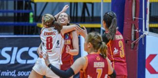 Negrense Erika Deloria and the Enderun College Lady Titans pull off a come-from-behind win over San Sebastian College Lady Stags. V-LEAGUE PHOTO