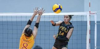 Negrense Kiesha Bedonia of Far Eastern University Lady Tamaraws scores against a Mapua University Lady Cardinals defender. V-LEAGUE PHOTO