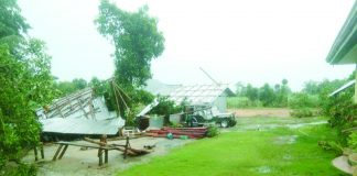 A Friday afternoon tornado left six homes partially damaged in San Dionisio, Iloilo. JHE PACIENTE BINGGAN FB PHOTO