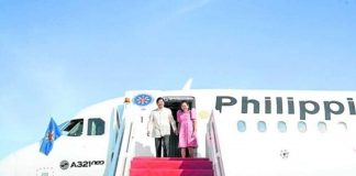 FIFTH STATE VISIT. President Ferdinand “Bongbong” Marcos Jr. leads first lady Liza Araneta-Marcos down the stairs of the presidential plane on arrival in Kuala Lumpur, Malaysia, on July 25. It was the fifth of his state visits since he took office on June 30 last year. MALACAÑANG PHOTO