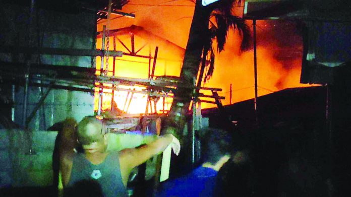 The Bureau of Fire Protection has identified 120 fire-prone areas in Bacolod City. Photo shows the Sept. 9 fire in Barangay 7, displacing hundreds of residents. DRRMO BACOLOD CITY
