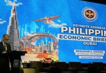 PH economic team urges Middle East bizmen to invest in infra, energy Finance secretary Benjamin Diokno speaks at the Philippine Economic Briefing held in Dubai, United Arab Emirates (UAE) on Tuesday, Sept. 12. The briefing and several other investor meetings are part of the economic team’s first non-deal roadshow and briefings in the Middle East. PHOTO COURTESY OF NEDA