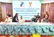 PAGCOR taps Development Academy of the Philippines for reorganization push Philippine Amusement and Gaming Corporation (PAGCOR) chairman and CEO Alejandro Tengco (seated, 2nd from left) and Development Academy of the Philippines (DAP) president and CEO Atty. Engelbert Caronan, Jr. (seated, 2nd from right) lead the signing of a memorandum of agreement (MOA) between the two agencies, with the latter providing technical services in the agency's reorganization efforts. With them in photo are PAGCOR Vice President for Human Resource and Development Group Angelito Domingo (extreme left) and DAP Vice President for Mindanao Dr. Mark Lemuel Garcia (extreme right).