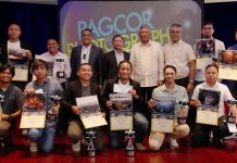 PAGCOR PHOTO CONTEST 2023 WINNERS BARED PAGCOR Chairman and CEO Alejandro Tengco (4th from right), President and COO Juanito Sañosa, Jr. (5th from right), and Directors Gilbert Remulla (3rd from right) and Francis Concordia (3rd from left) pose with the grand prize winners in the conventional category of the 2023 PAGCOR Photo Contest.